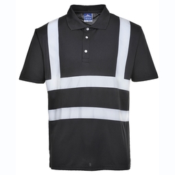 Portwest F477 Iona Polo Shirt with Reflective Strip Black