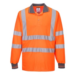Portwest S227 High Visibility Long Sleeved Polo Shirt Orange