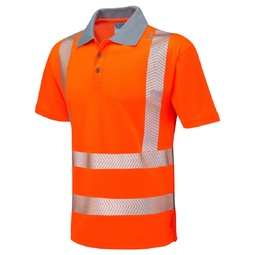 Leo Woolacombe Coolviz Plus Polo Shirt Orange